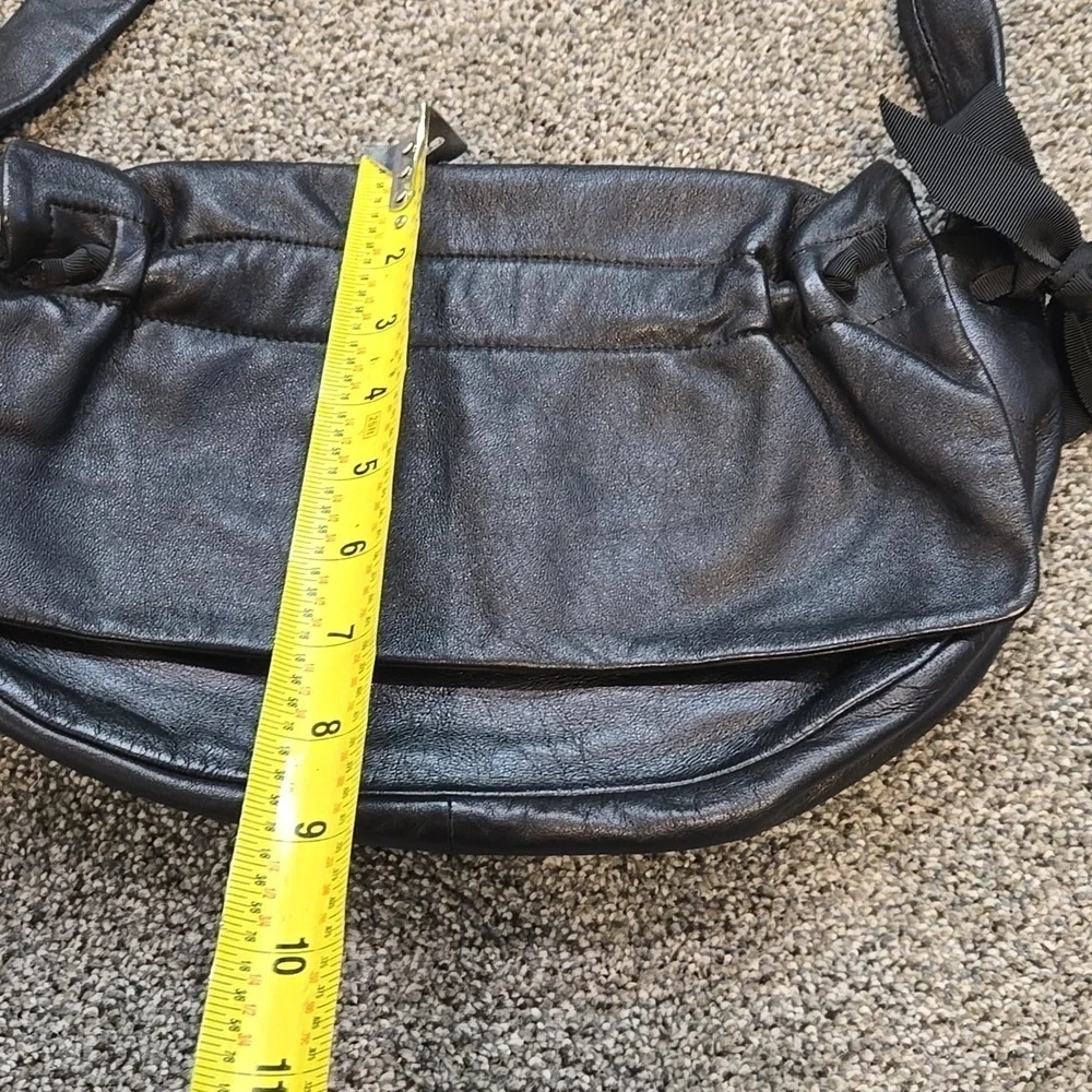 DKNY Women Black Shoulder Bag with Bow Accents Leather Mini